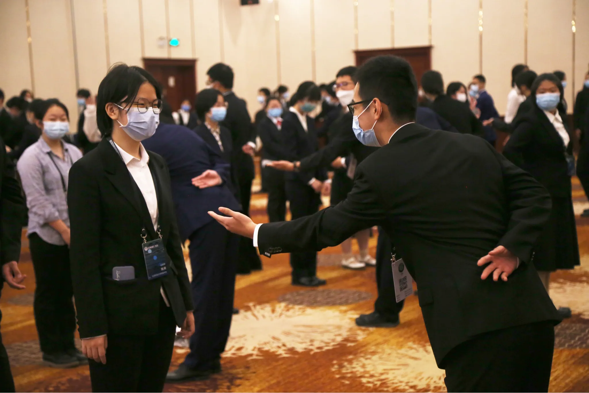 Delegates learning social dance