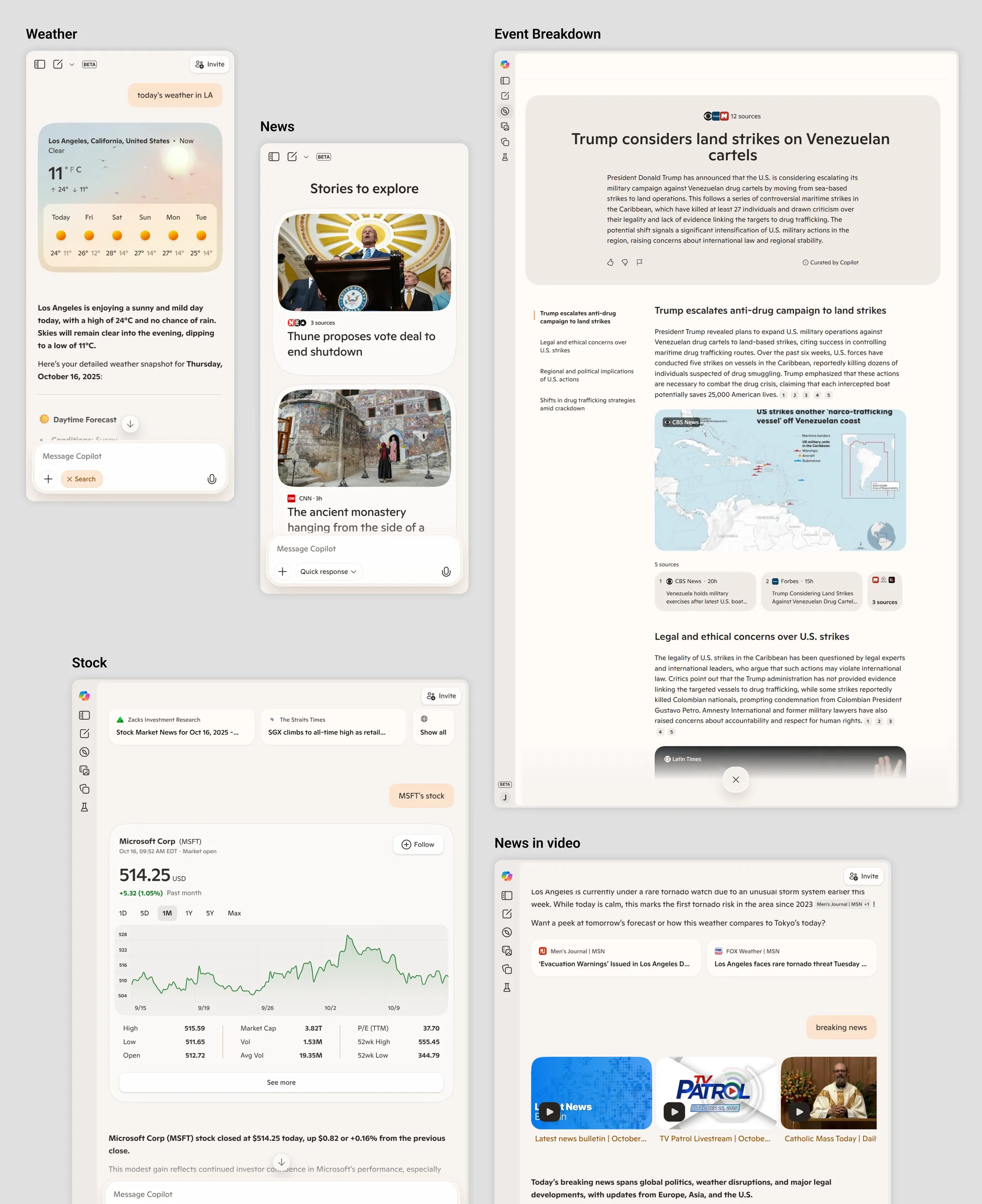  Weather, news, finance, etc.