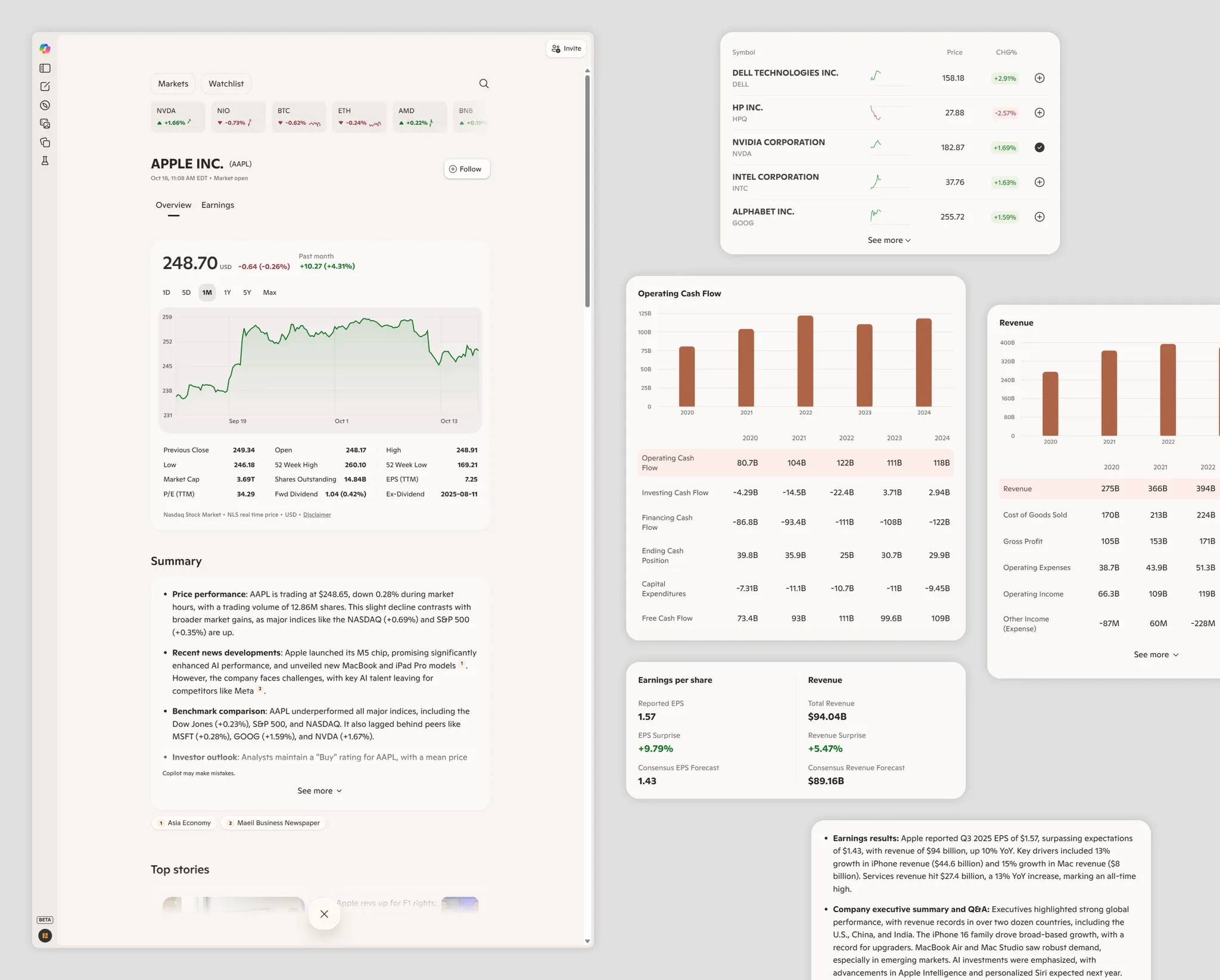 Stock information page